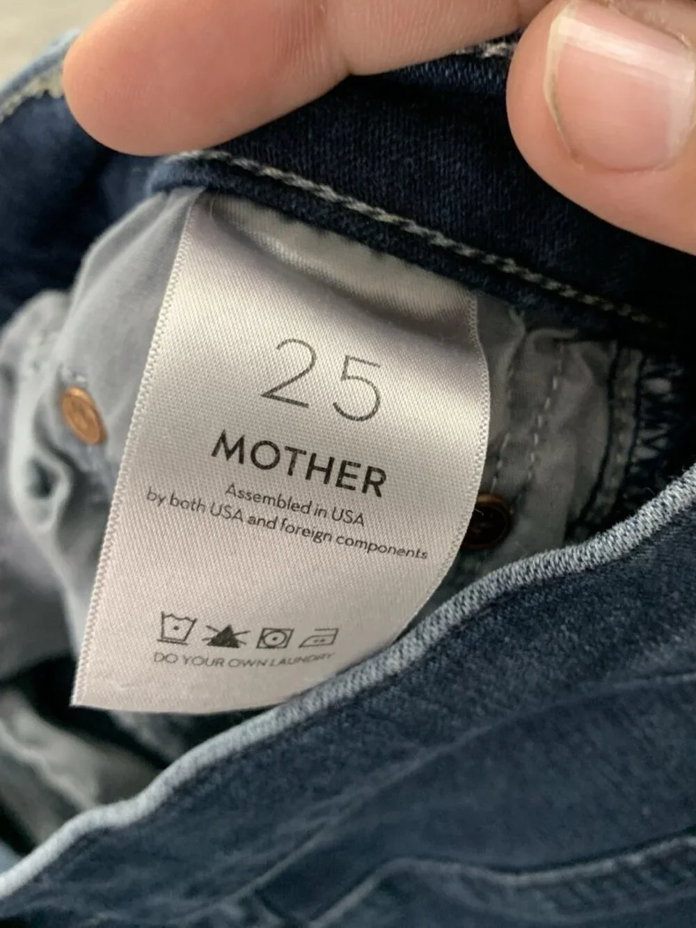 MOTHER Insider Crop Step Fray Jeans Womens 25 Night Tripper Raw Hem Blue Denim